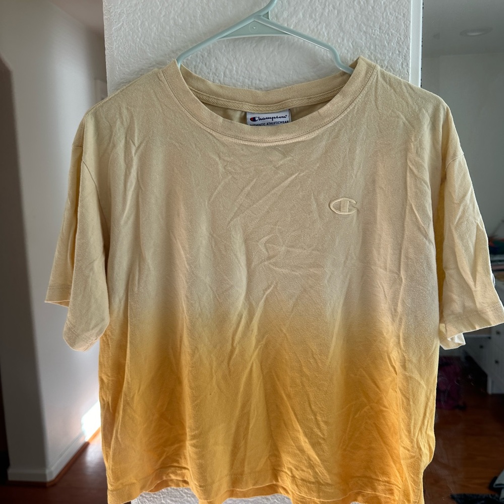 Champion Ombré Cropped T Shirt in Yellow